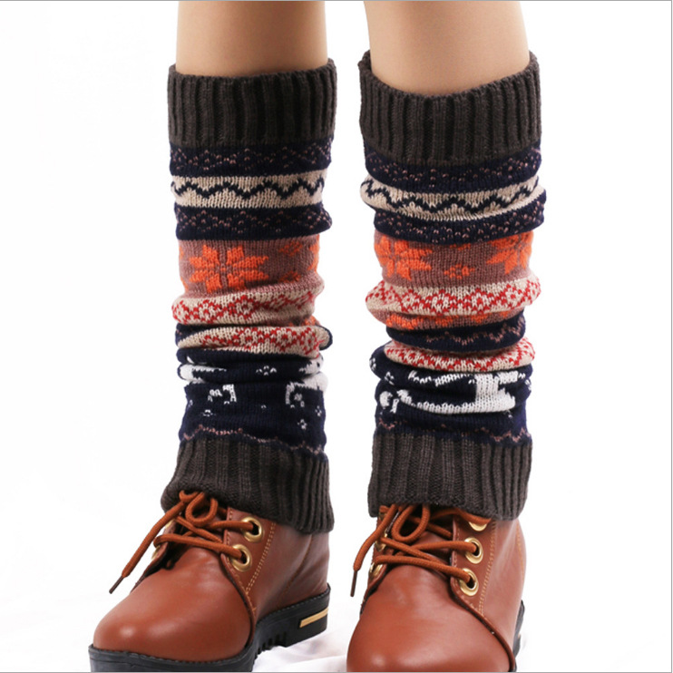 Thermal Sock Wool - Świąteczne damskie ocieplacze na nogi, dzianinowe,