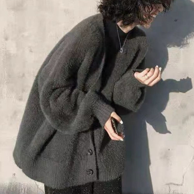 Wool Coat Peacoat - Sweter z imitacji futra norek, nowy