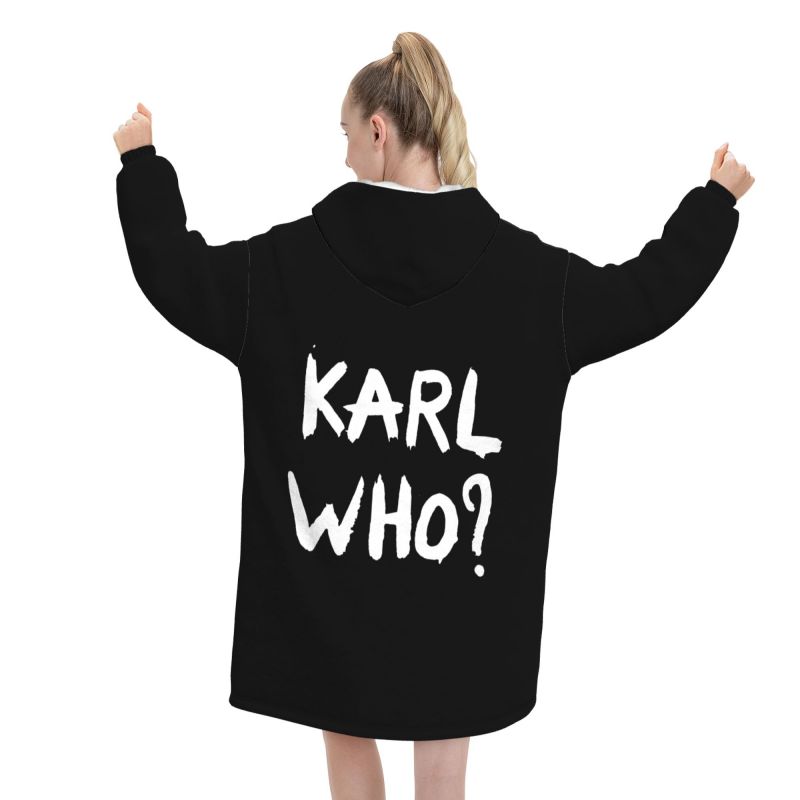 Karl Who Slogan Czarna Noszona – Sherpa Hoodie Fleece recenzja i cena